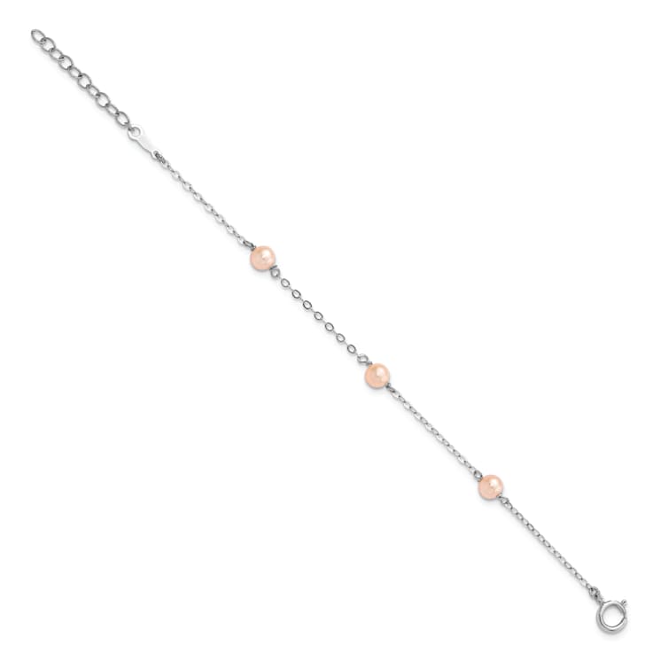 Rhodium Over Sterling Silver 4-5mm Pink FWC Pearl with 1-inch Extensions
Children's Bracelet