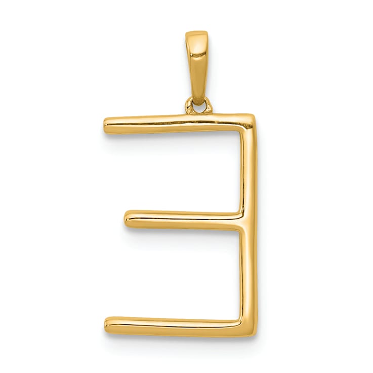 14K Yellow Gold Diamond Letter E Initial Pendant