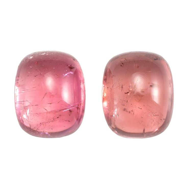 Pink Tourmaline 10x8mm Oval Cabochon Matched Pair 8.19ctw