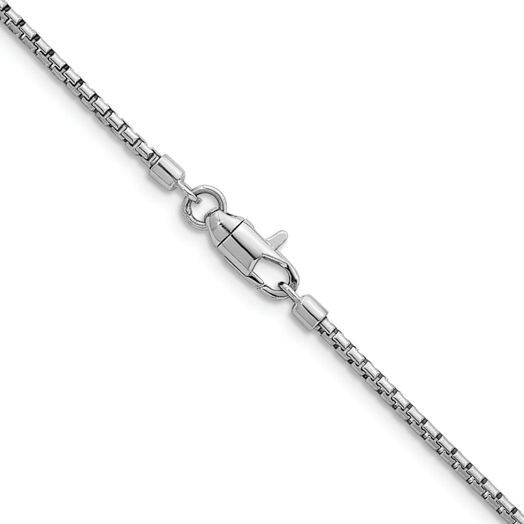 Rhodium Over Sterling Silver Polished 2.0mm Box 24 Inch Chain