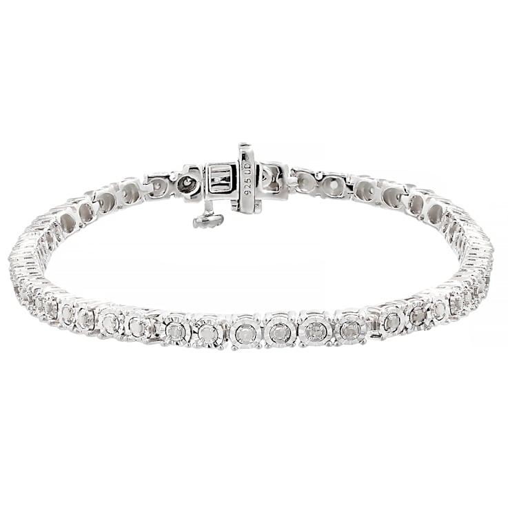 White Diamond Rhodium Over Sterling Silver Tennis Bracelet 0.50ctw
