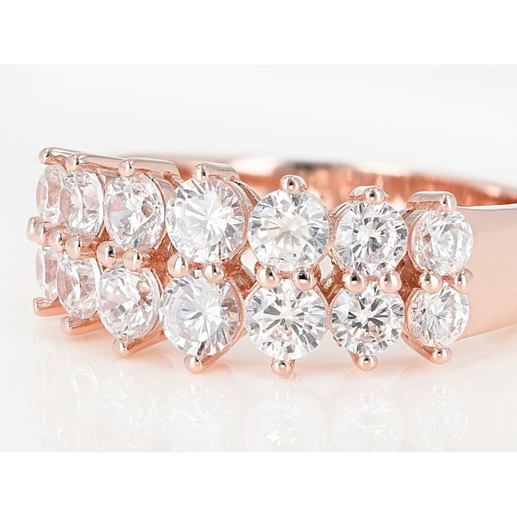 White Cubic Zirconia 18K Rose Gold Over Sterling Silver Band Ring 2.70ctw
