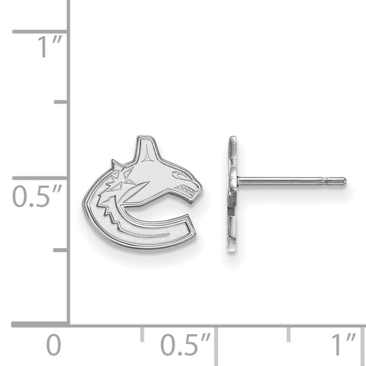 Rhodium Over Sterling Silver NHL Vancouver Canucks LogoArt Extra Small
Post Earrings