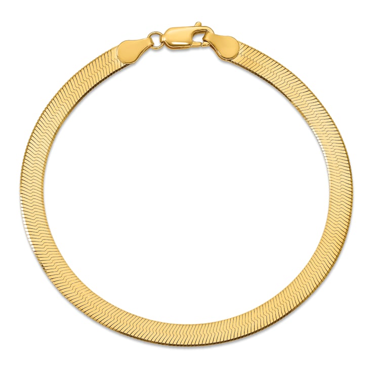 14K Yellow Gold 5mm Silky Herringbone Chain Bracelet