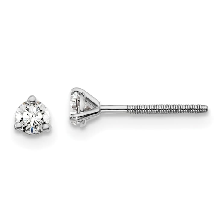 14K White Gold Lab Grown Diamond 1/5ctw VS/SI GH Screw Back 3-Prong Earrings
