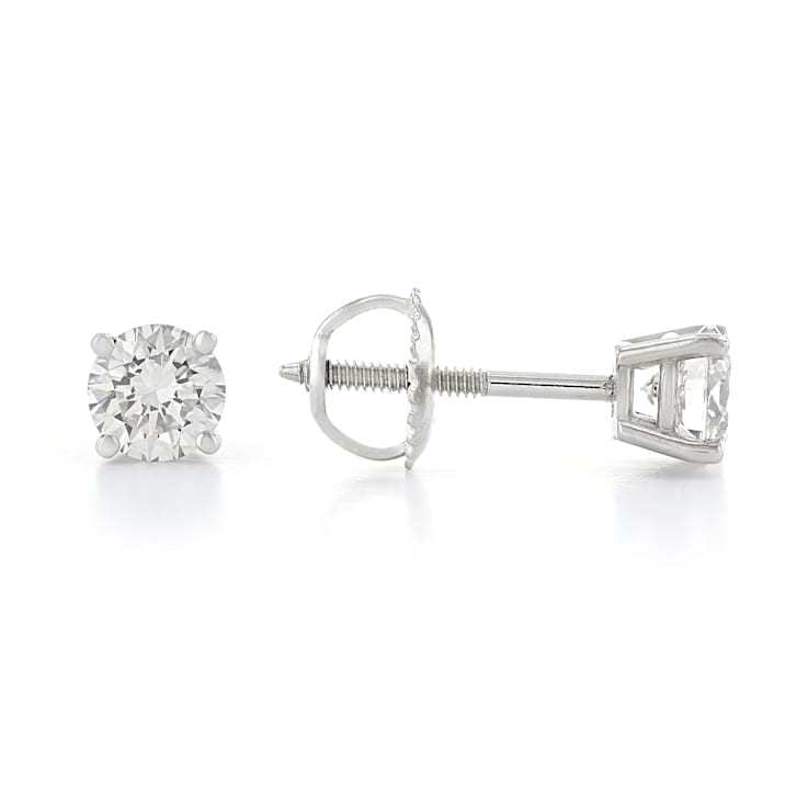 Certified White Lab-Grown Diamond H-I SI 14k White Gold Solitaire Stud
Earrings 0.75ctw