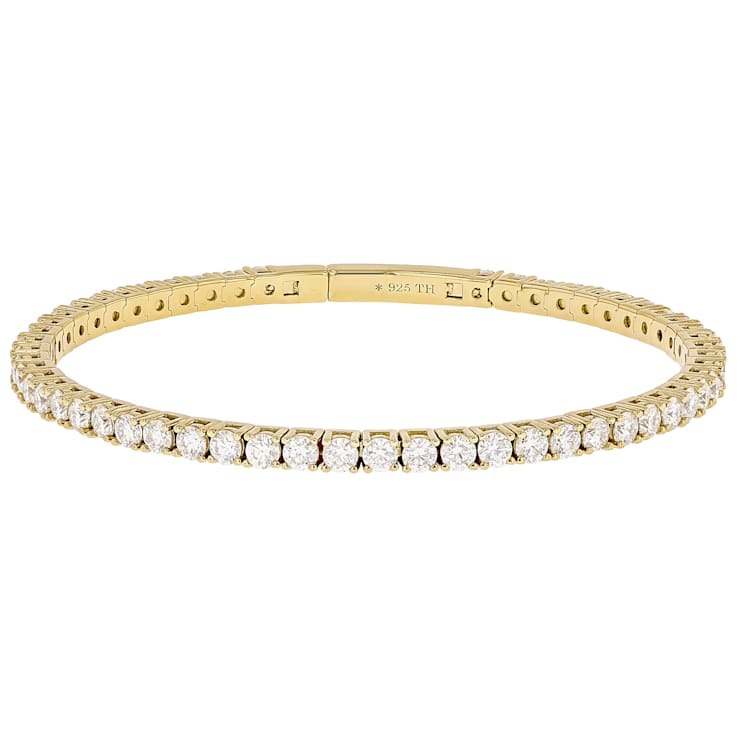 Moissanite Tennis Flex Bangle In 14K Gold Over Sterling Silver
