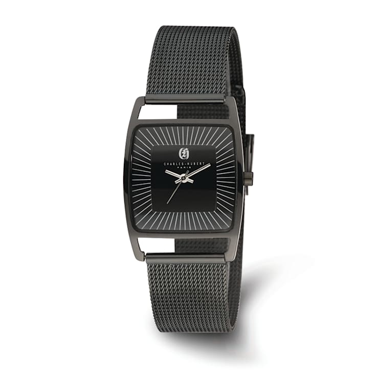 Charles Hubert Black IP-plated Stainless Steel Milanese Band Watch