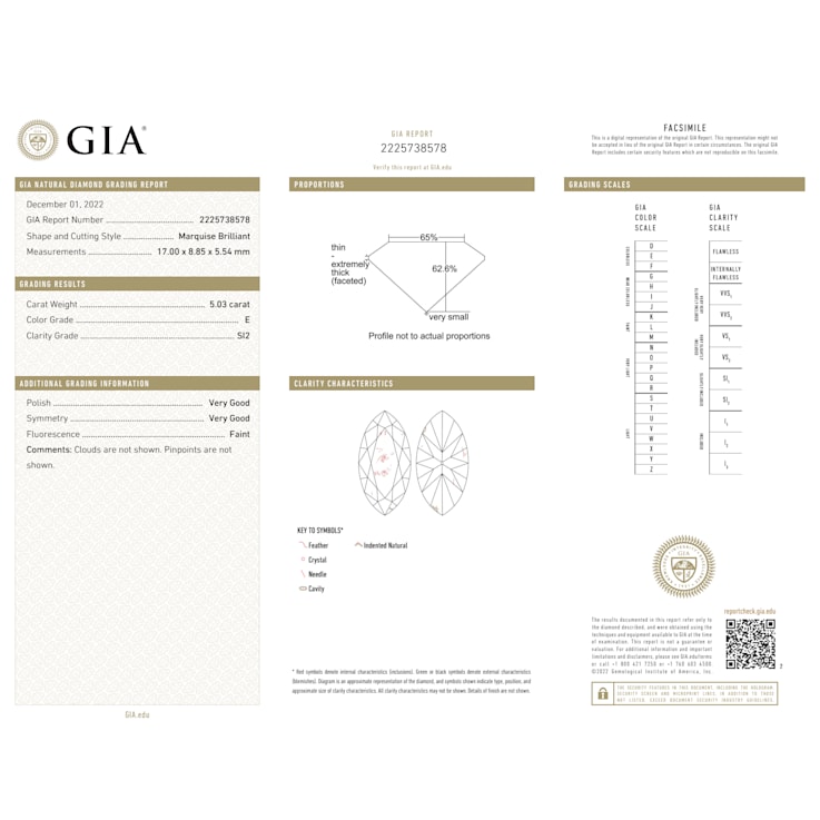 5.03ct Natural White Diamond Marquise, E Color, SI2 Clarity, GIA Certified