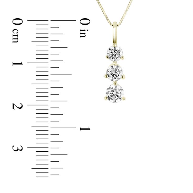 0.75ctw Diamond 3 Stone Pendant 14k Yellow Gold