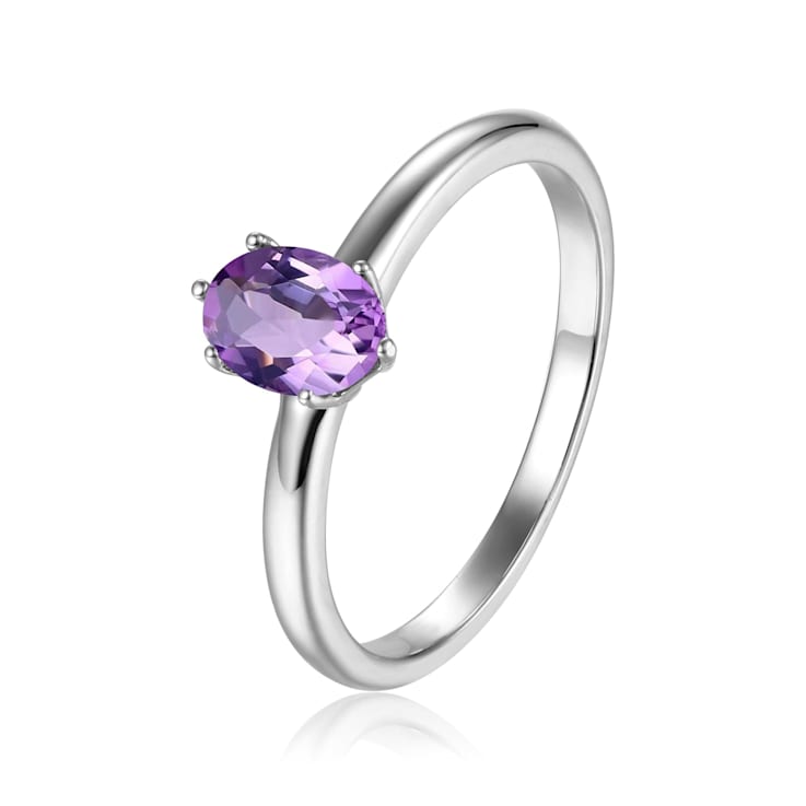 Oval Amethyst Sterling Silver Solitaire Ring, 1.00ct