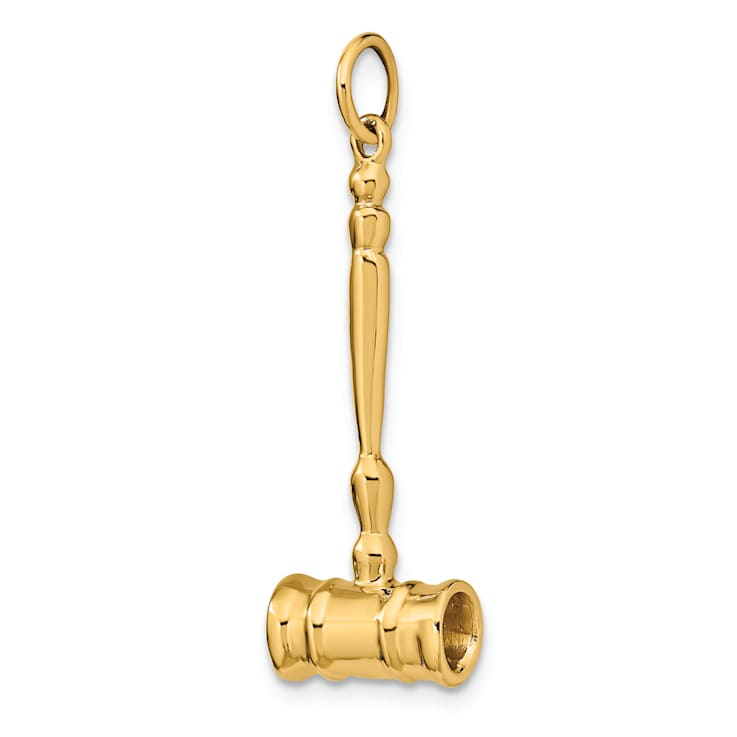 14k Yellow Gold Gavel Charm Pendant