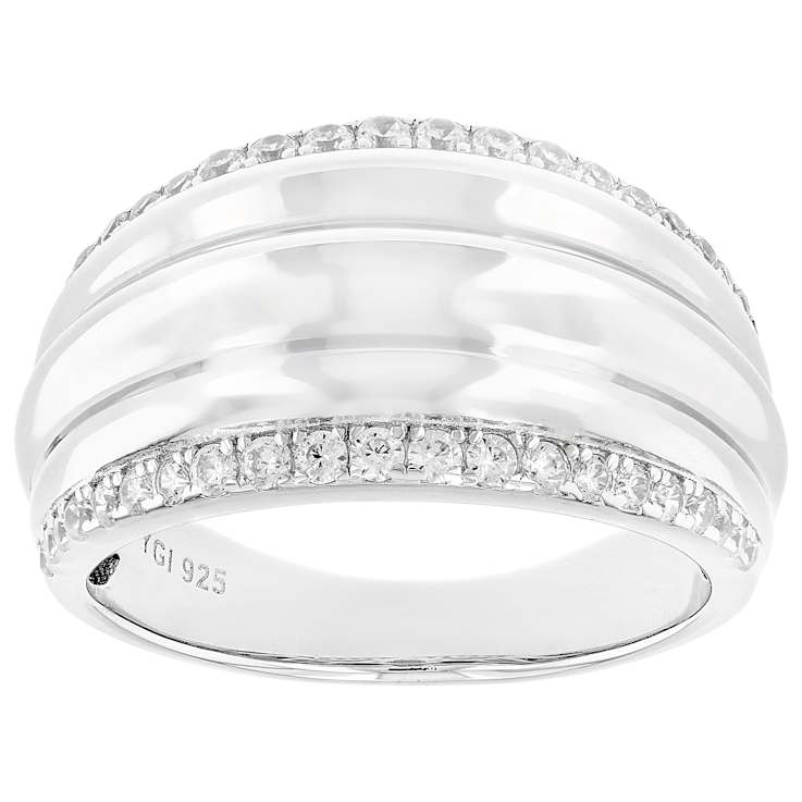 CZ Wide Eternity Band Ring In Sterling Silver 0.76ctw