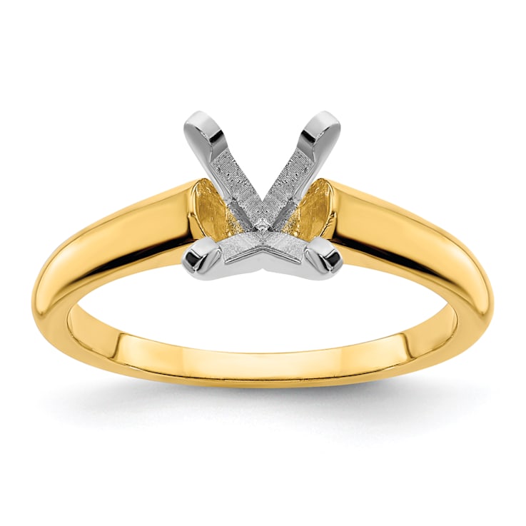 14K Yellow Gold With White Gold Accents 1 ct. D E F Pure Light Round
Moissanite Solitaire Ring