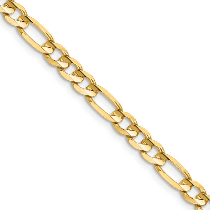 14k Yellow Gold 4.5mm Solid Concave Open Figaro 20 Inch Chain