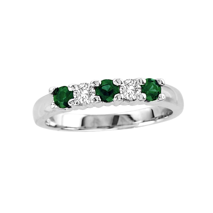 0.50ctw Emerald and Diamond Band Ring in 14k White Gold