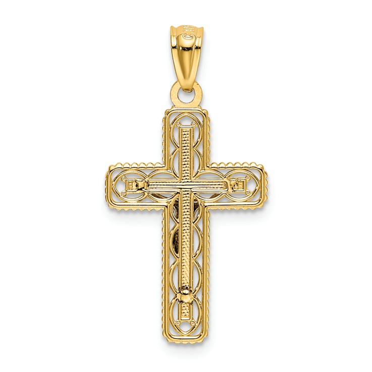 14K Yellow and White Gold Polished Crucifix Pendant