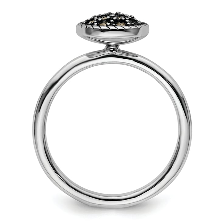 Rhodium Over Sterling Silver Stackable Expressions Marcasite Ring