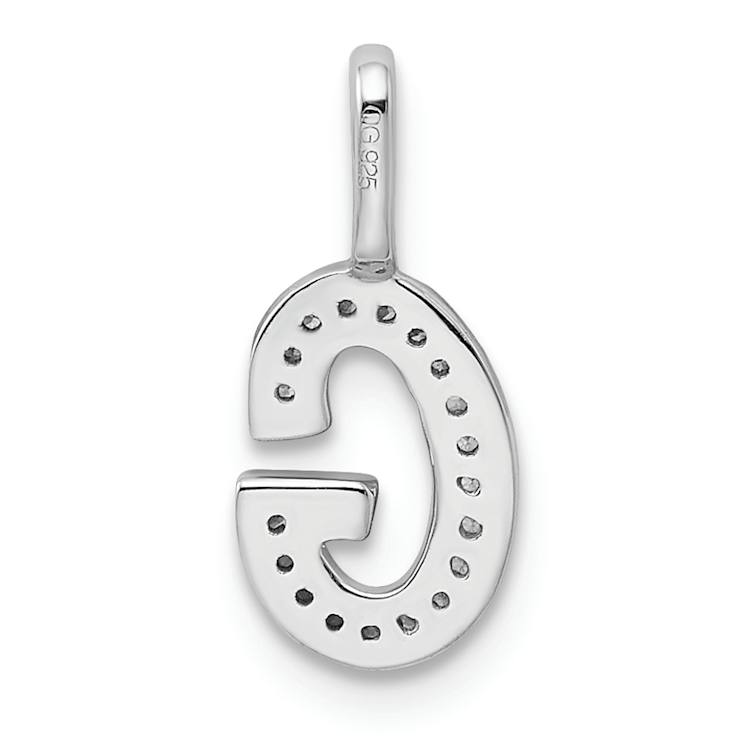 14K White Gold Diamond Letter G Initial Pendant