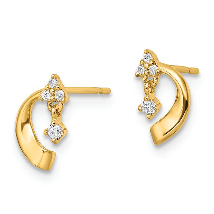 14k Yellow Gold Cubic Zirconia Celestial Dangle Earrings