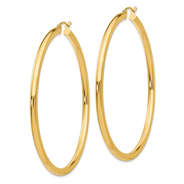 14k Yellow Gold Polished 2 3/8" Tube Hoop Earrings