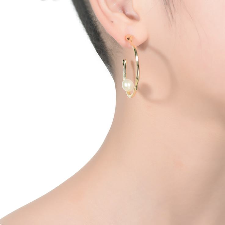 Freshwater Pearl Hoop Earrings In 14K Gold Over Sterling Silver