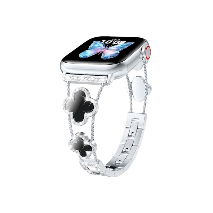 Black Crystal with Resin Four Leaf Clover Stainless Steel Apple Watch
Band (38/40/41mm) BAND ONLY