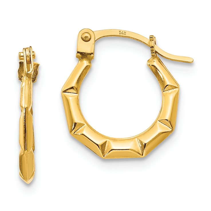14K Yellow Gold Tiny Hollow Hoop Earrings