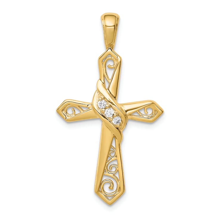 10k Yellow Gold Diamond Cross Pendant