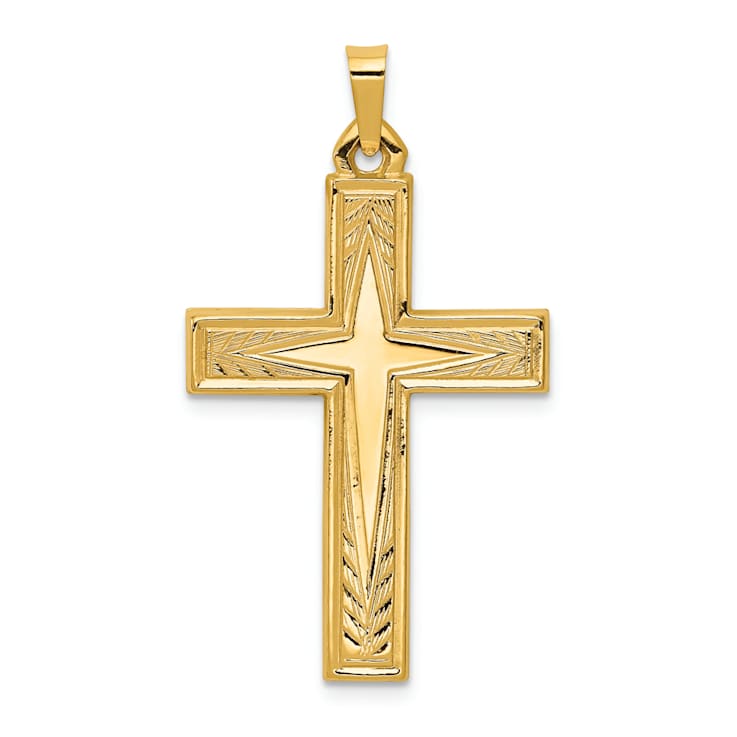 14K Yellow Gold Polished Latin Cross Pendant