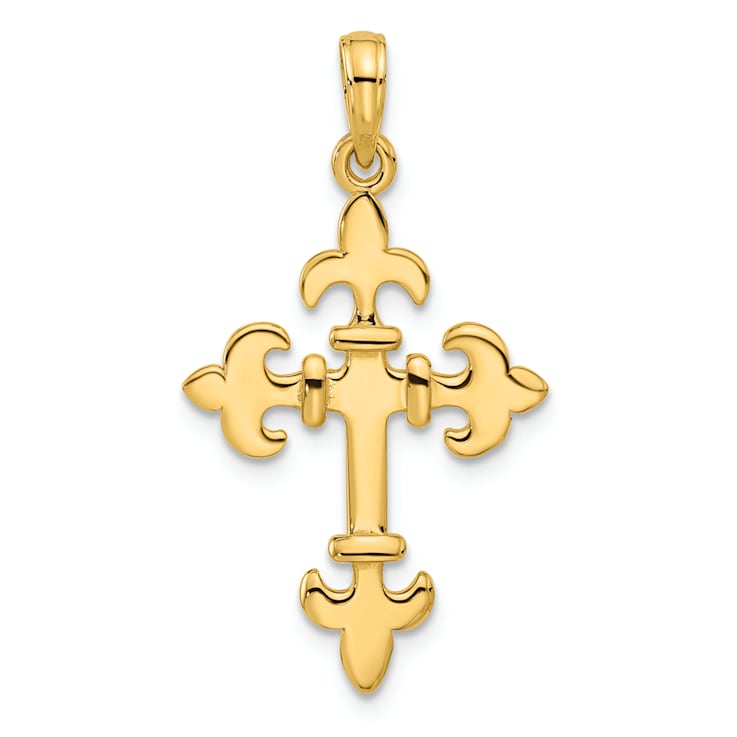 14k Yellow Gold Textured Fancy Cross Pendant