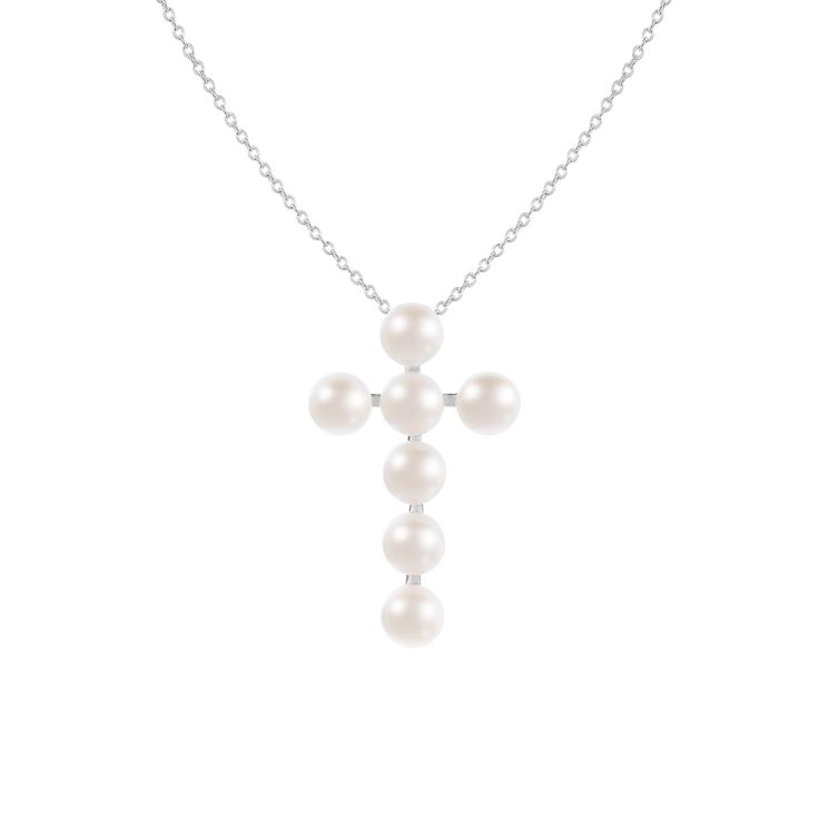 6.5-7mm Button White Cultured Freshwater Pearl Rhodium Over Sterling
Silver Pendant