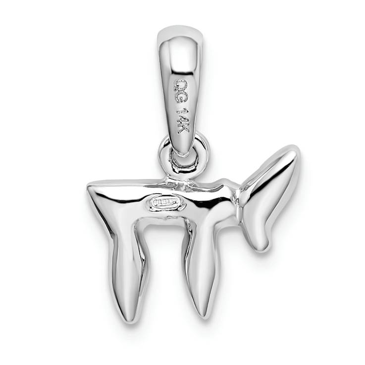 Rhodium Over 14k White Gold Chai (Life) Pendant