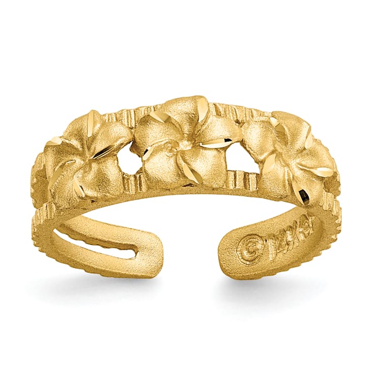 14K Yellow Gold Plumeria Toe Ring