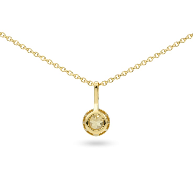 Round Shape Yellow Citrine 14K Yellow Gold Over Sterling Silver Pendant
with Chain