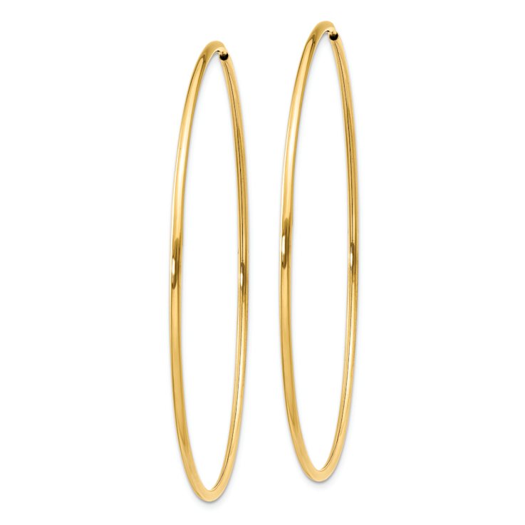14k Yellow Gold 2 1/8" Endless Hoop Earrings