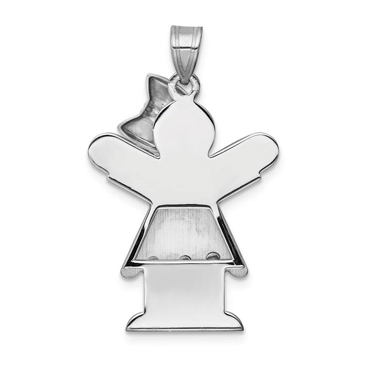 Rhodium Over 14k White Gold Satin Complete Girl with Bow on Right
Diamond Charm