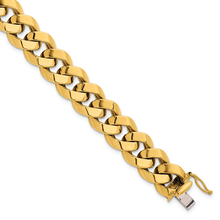 14K Yellow Gold Polished Curb 11mm 8 inch Bracelet