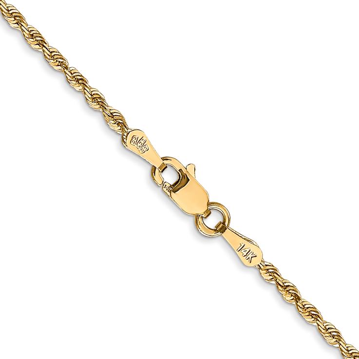 14k Yellow Gold 1.85mm Solid Diamond-Cut Quadruple Rope 14 Inch Chain