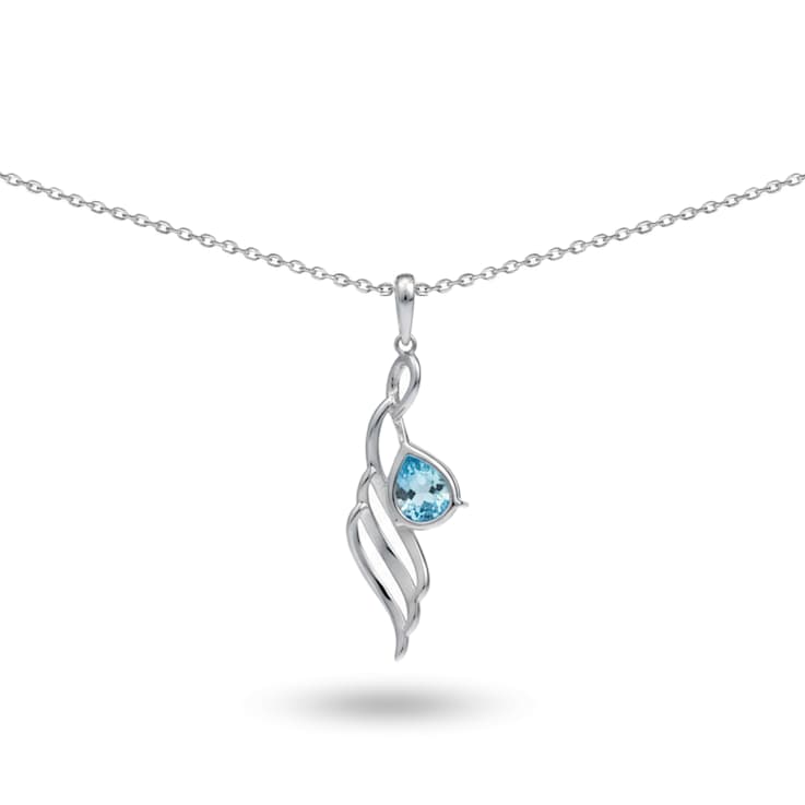 Natural Sky Blue Topaz Sterling Silver Pear Shape Pendant with Chain