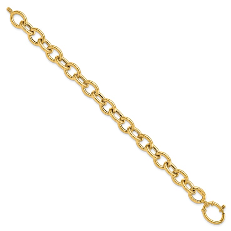 14k Yellow Gold 11mm Polished Fancy Oval Link Bracelet