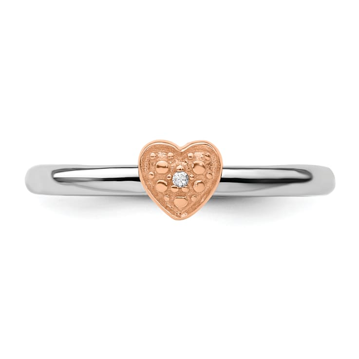 14K Rose Gold Over Sterling Silver Stackable Expressions Diamond Heart
Ring 0.005ctw