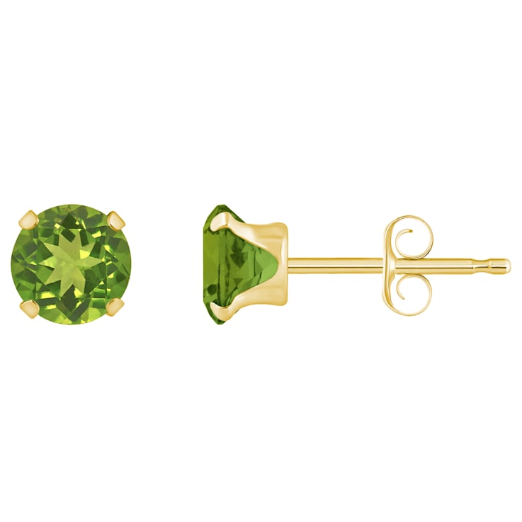 5mm Round Peridot 10k Yellow Gold Stud Earrings