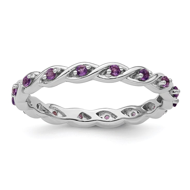 Sterling Silver Stackable Expressions Amethyst Ring 0.31ctw