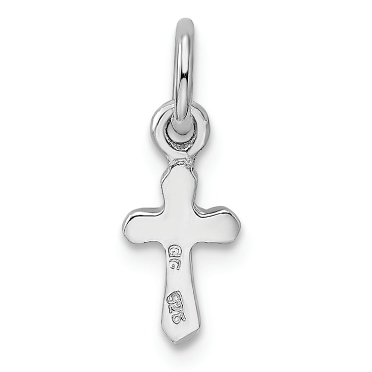 Rhodium Over Sterling Silver Child's March Light Blue Preciosca Crystal
Cross Pendant