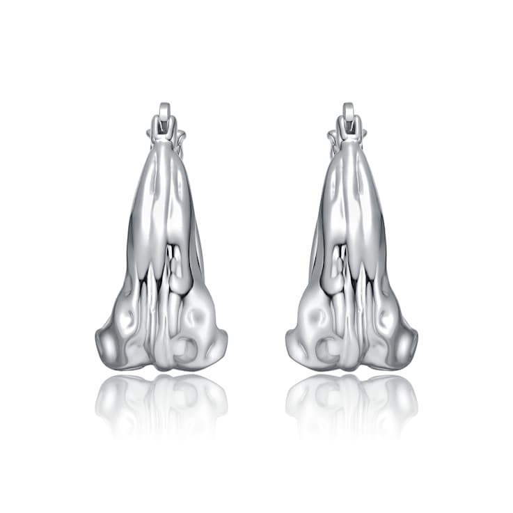 Sculptural Waterfall Hoop Earrings In Rhodium Over Brass