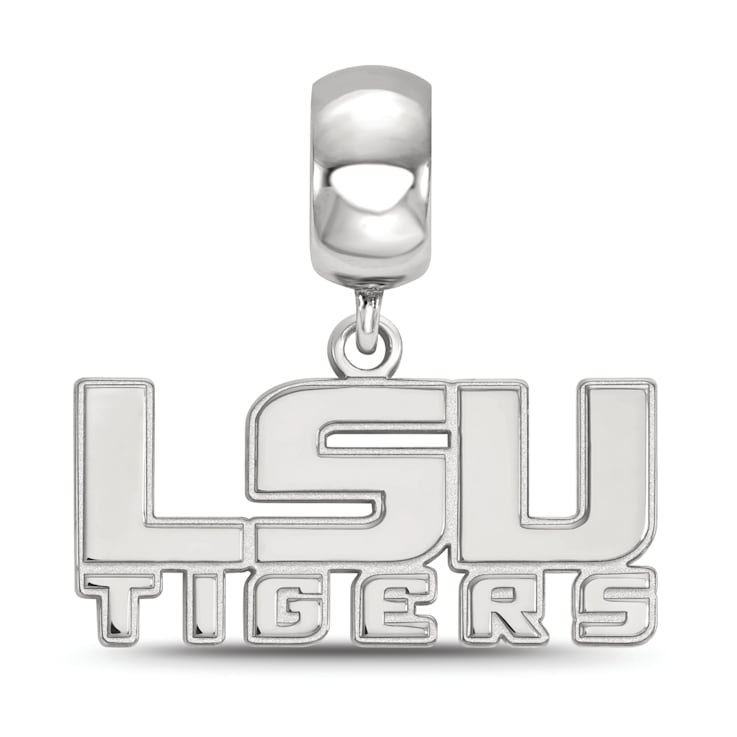 Sterling Silver Rhodium-plated LogoArt Louisiana State University Small
Dangle Bead