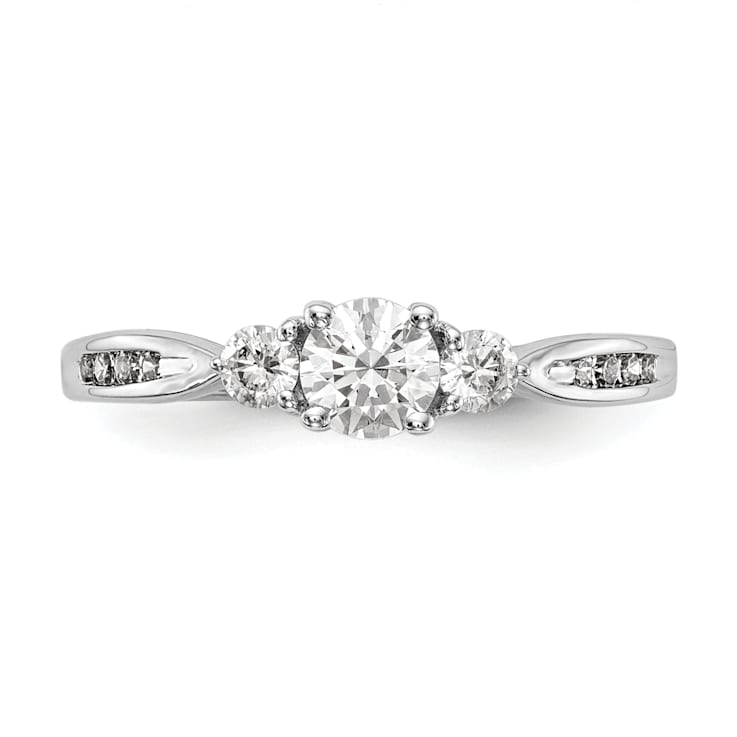 Rhodium Over 14K White Gold Lab Grown Diamond VS/SI GH, 3-Stone Complete
Engagement Ring 0.617ctw