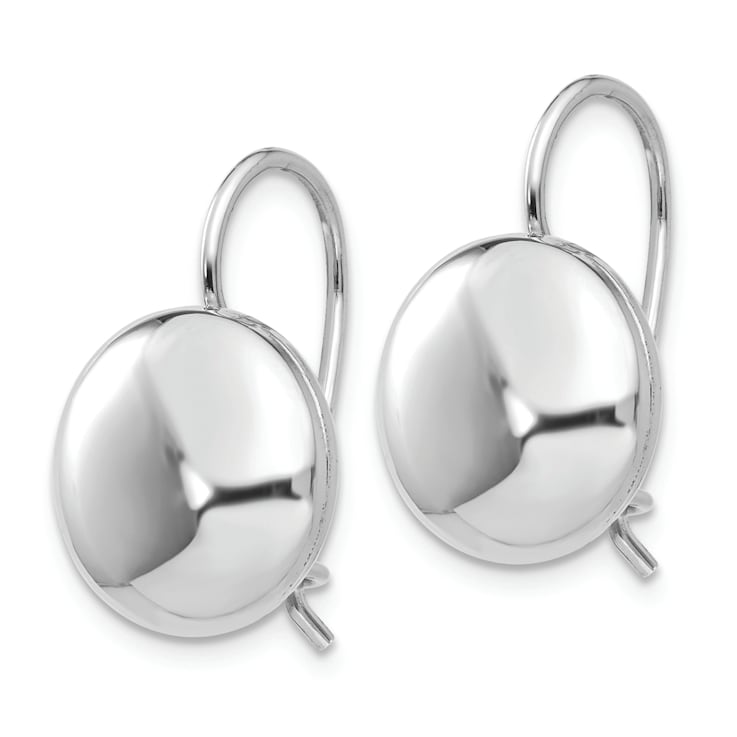 Rhodium Over 14k White Gold Polished Button Earrings