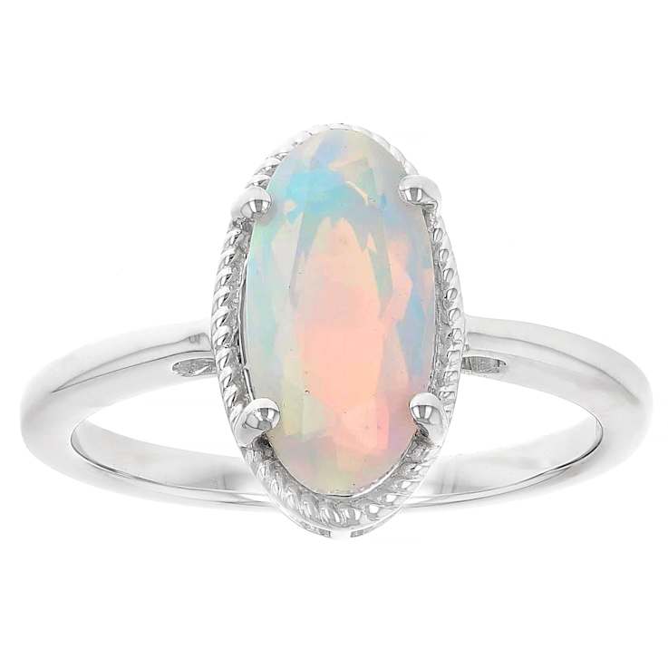 Ethiopian Opal Solitaire Ring In Sterling Silver 1.20ct